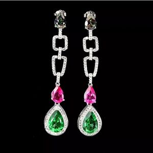 Heated Mixed Topaz & Cz 925 Sterling Silver Jewelry Earrings